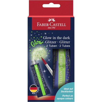 Faber-Castell, sada třpytek v tubě, Glow in the dark, 2 ks