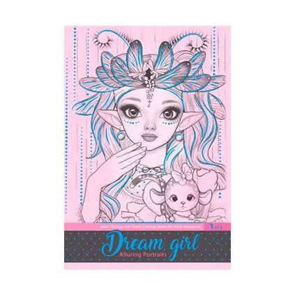 Dream girl, Zasněná růžová dívka, antistresové omalovánky, Company Fresh
