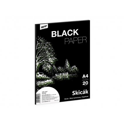 MFP, 7501471, skicák s černými listy, A4, 180 g, 20 listů