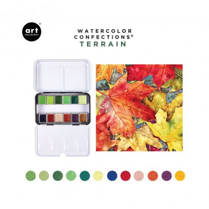 Art Philosophy, Watercolor Confections, akvarelové barvy v pánvičkách, Terrain, 12 ks