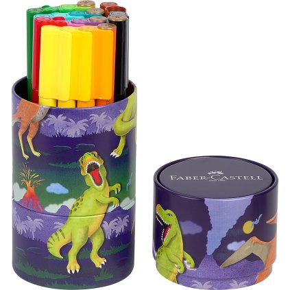 Faber-Castell, Connector, dětské fixy, kovová dóza s dinosaury, 20 ks