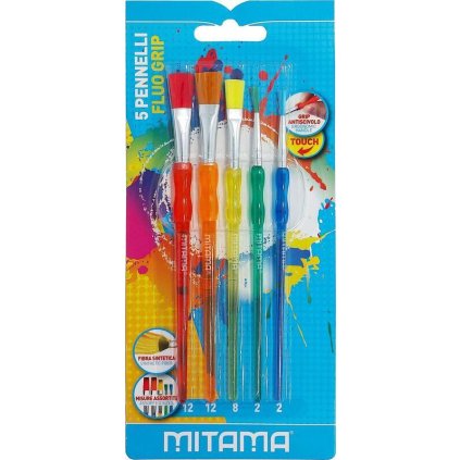 Mitama, 62862, sada školních štětců, kulaté/ploché, 5 ks