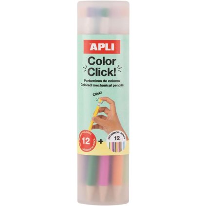 APLI, Color Click, sada mechanických pastelek v tubusu, 12 ks