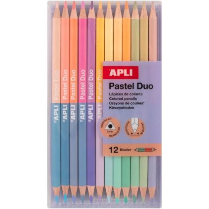 APLI, Pastel Duo, sada oboustranných ergonomických pastelek, pastelová, 12/24