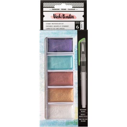 American Crafts, Vicki Boutin, sada akvarelových barev, metalické, 6 ks