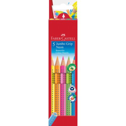 Faber-Castell, 110994, Jumbo Grip Neon, sada pastelek, neonová, 5 ks