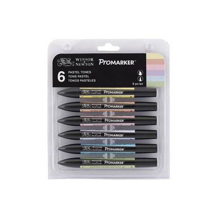 Winsor & Newton, 0290023, Promarker, umělecké popisovače z UK, Pastel tones, 6 ks