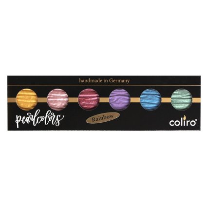Coliro, M710, Pearl colors, metalické, perleťové akvarelové barvy, 6 odstínů, Rainbow