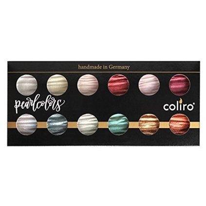 Coliro, M1200, Pearl colors, metalické, perleťové akvarelové barvy, 12 odstínů