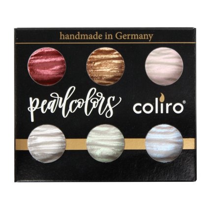 Coliro, M600S, Pearl colors, metalické, perleťové akvarelové barvy, cestovní set, 6 odstínů