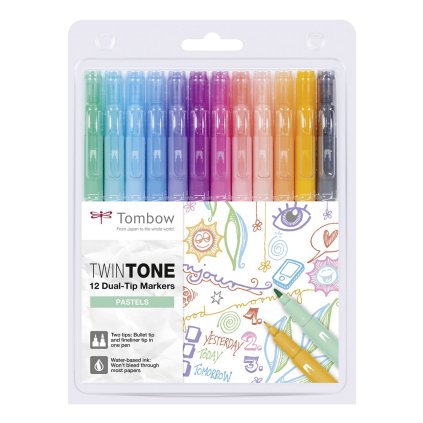 Tombow, WS-PK-12P-2, Twintone, markery dwustronne, odcień pastelowy, 12 szt.