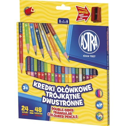 Astra, 312116004, oboustranné pastelky, trojhranné, 24/48 kusů