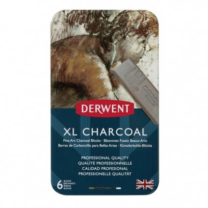 Derwent, XL Charcoal, sada uměleckých uhlů XL, 6 kusů