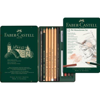 Faber-Castell, 112975, Pitt Monochrome, zestaw artykułów artystycznych, 12 szt.