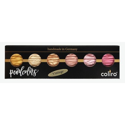 Coliro, M780, Pearl colors, metalické, perleťové akvarelové barvy, 6 odstínů, Vintage
