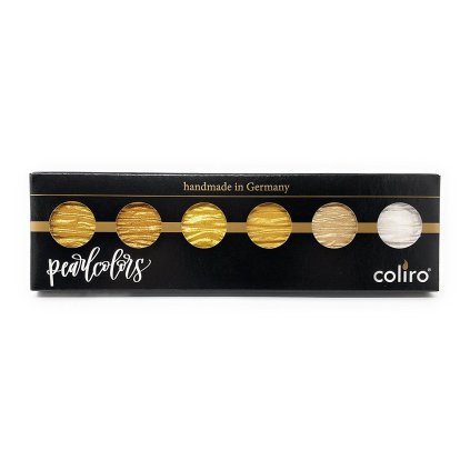 Coliro, M600, Pearl colors, metalické, perleťové akvarelové barvy, 6 odstínů, Gold/Silver