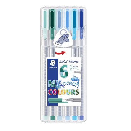 Staedtler, 334 SB6CS5, Triplus 334, linery 6 ks - Oceán