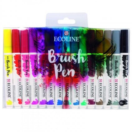 Royal Talens, Ecoline brushpen set, sada štětečkových akvarelových popisovačů, 15 ks