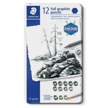 Staedtler, 100G M12, Mars Lumograph, sada grafitových tužek v laku, různé tvrdosti, 12 ks