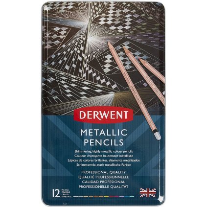 Derwent, Metallic, sada metalických pastelek, 12 ks