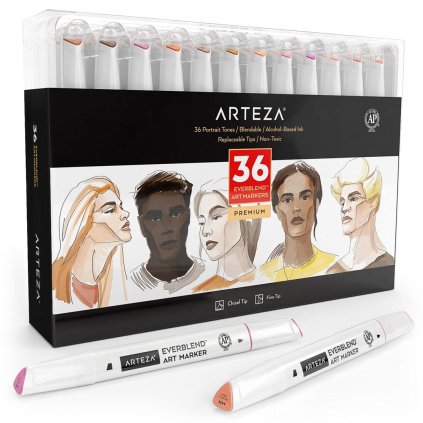 Arteza, ARTZ-8906, oboustranné popisovače, skin odstíny, 36 ks