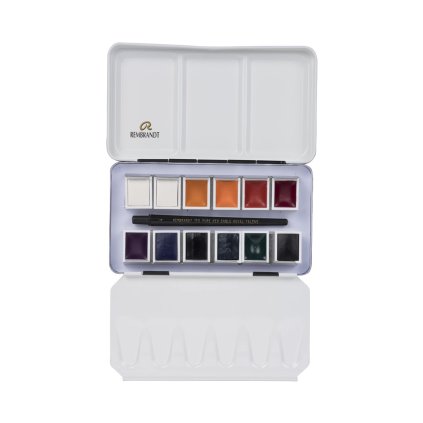 Royal Talens, 05838694, Rembrandt, sada mistrovských akvarelových barev, 12 pánviček, Opaque white & mixing