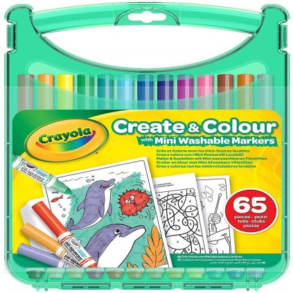 Crayola, 04-0379-E-000, Create & Colour, cestovní sada fixů s pracovními listy, 65 ks