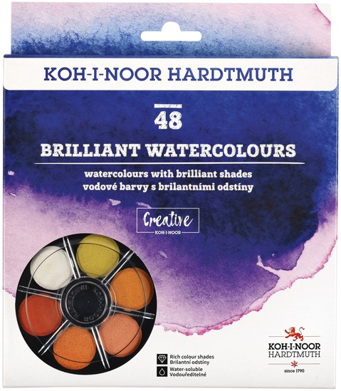 Levně Kohinoor Koh-i-noor, 017450700004, sada brilantních, vodových barev, 48 odstínů