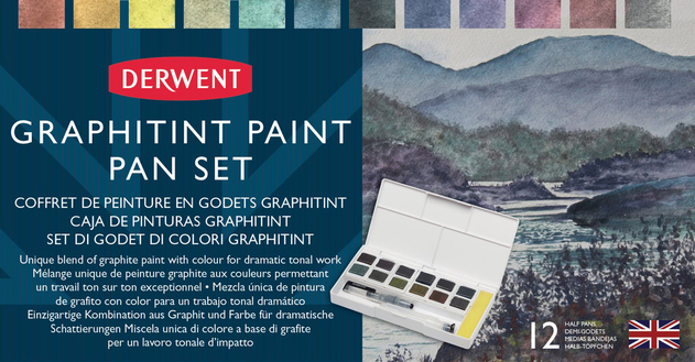 Levně Derwent, 2305790, Graphitint, akvarelové barvy s grafitem v pánvičkách, 12 ks