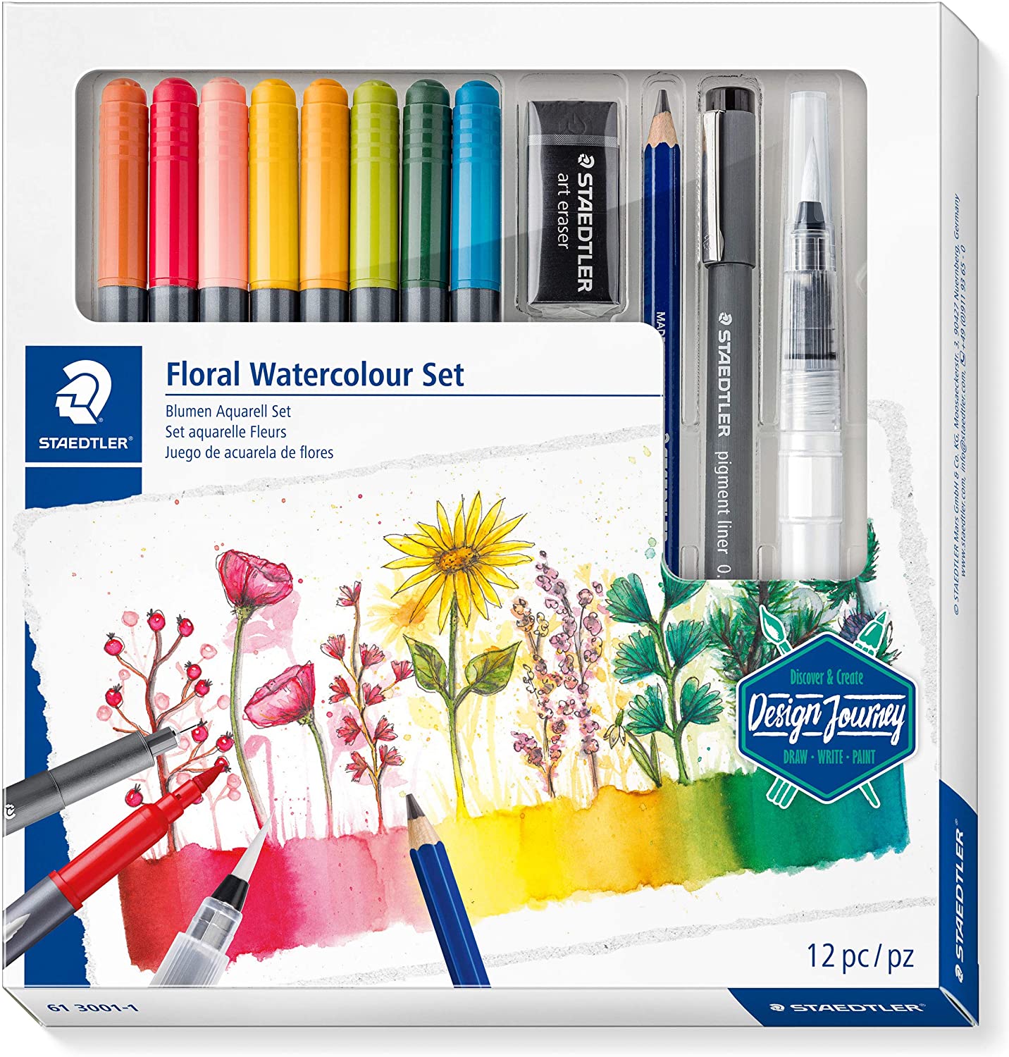 Levně Staedtler, 61 3001-1, Design journey Watercolour set, Floral, 12 ks