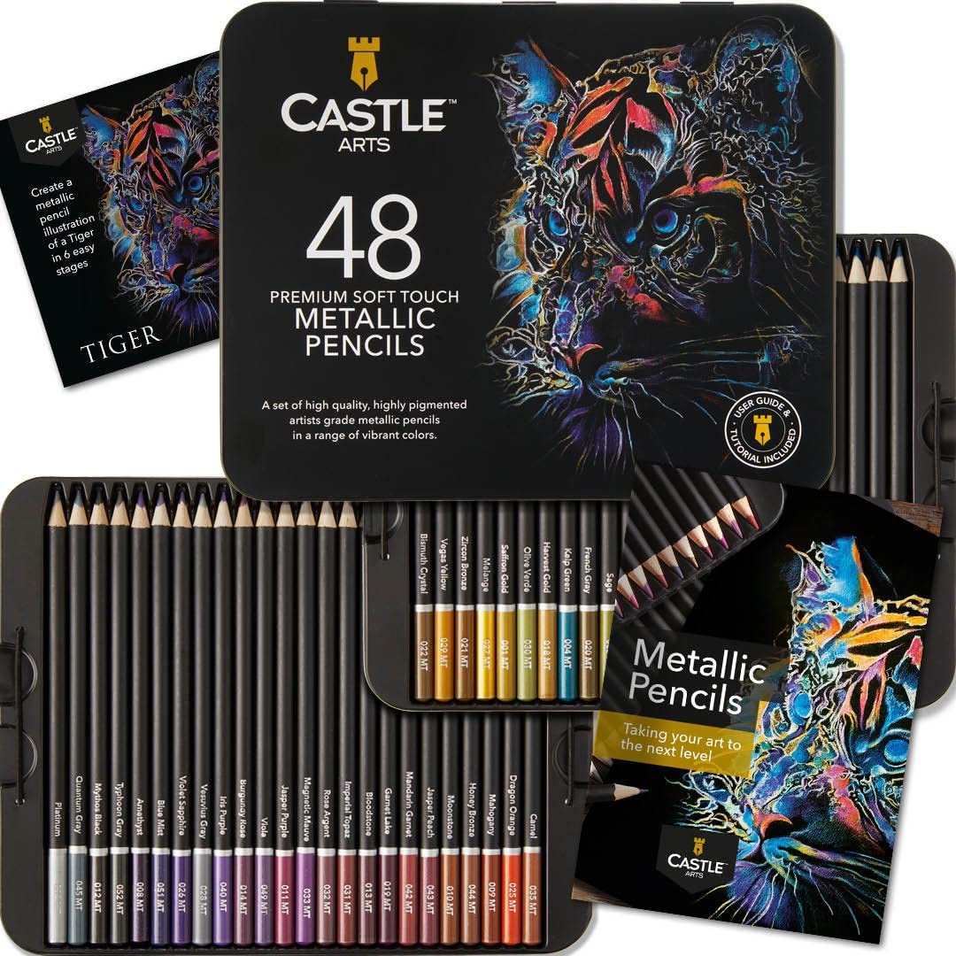 Levně Castle art supplies, ‎‎CAS-48MPT, Premium Soft Touch, sada pastelek, metalické odstíny, 48 ks