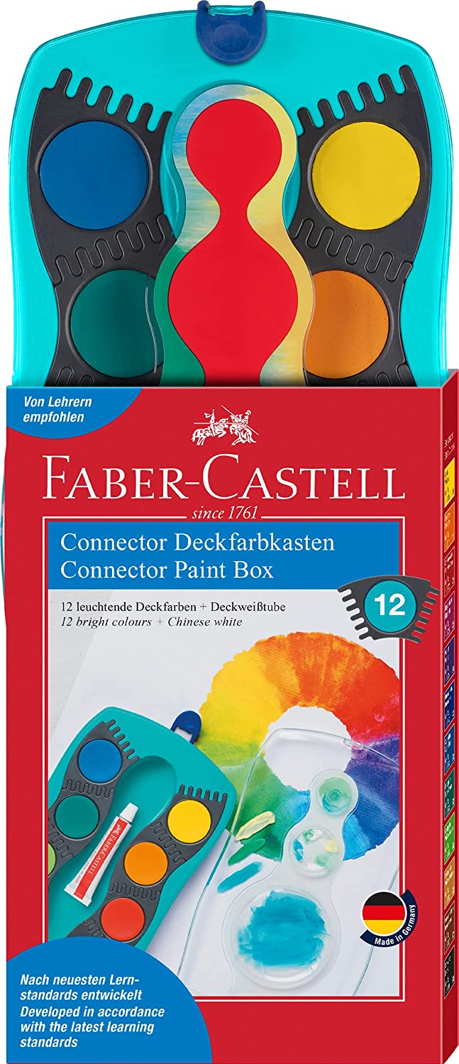 Levně Faber-Castell, 125003, Connector, sada vyměnitelných vodových barev, tyrkysová, 12 ks