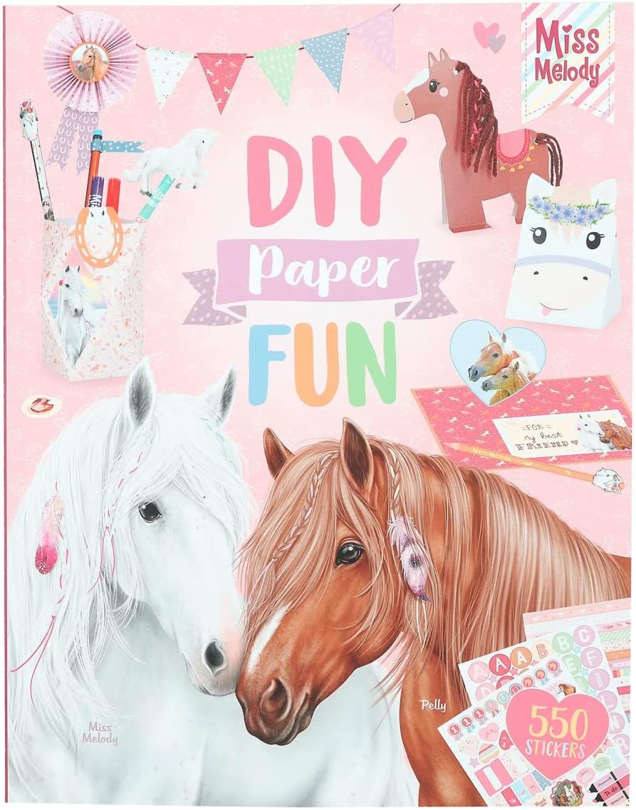 Levně Miss Melody, 3491220, DIY paper fun, kreativní kniha s papíry a samolepkami, koně