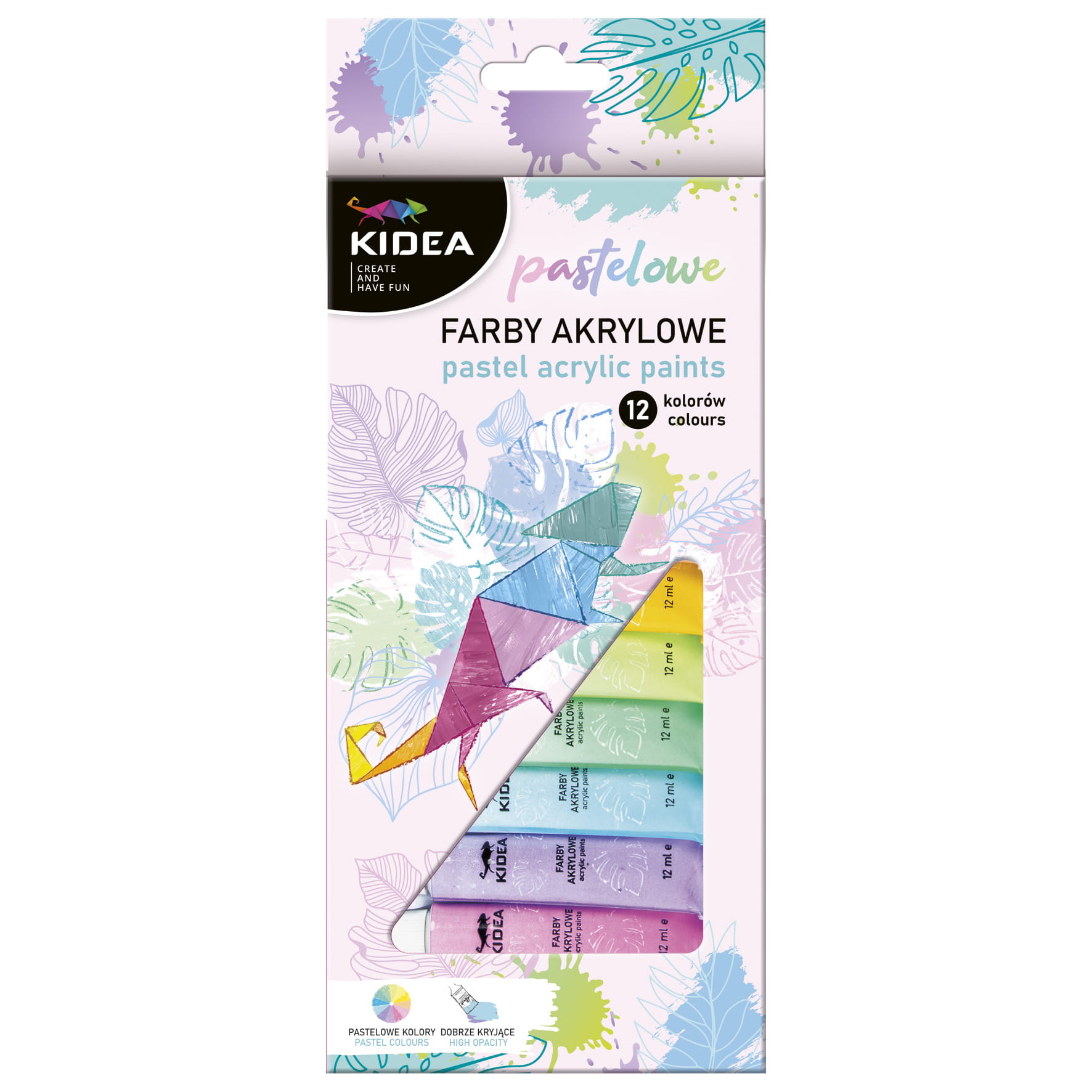 Levně Kidea, FAAP12KA, sada akrylových barev, pastelové odstíny, 12 ks