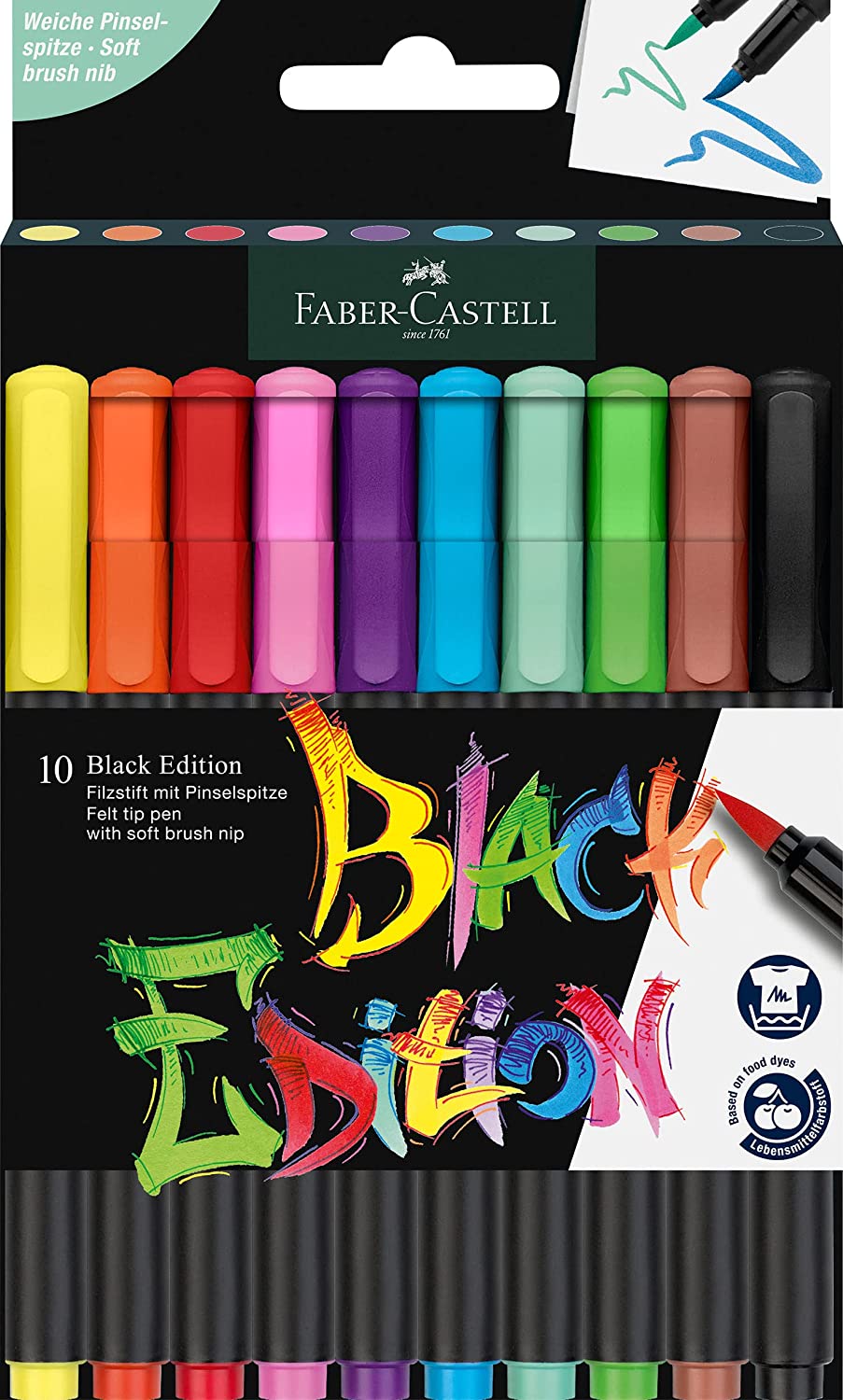 Levně Faber-Castell, 116451, Black Edition, sada štětečkových/brush popisovačů, 10 ks