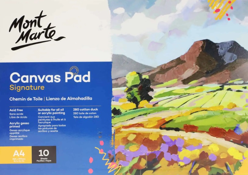 Levně Mont Marte, CAXX0024, Canvas Pad, bavlněné plátno ve skicáku, 280 g/m2, A4, 10 listů