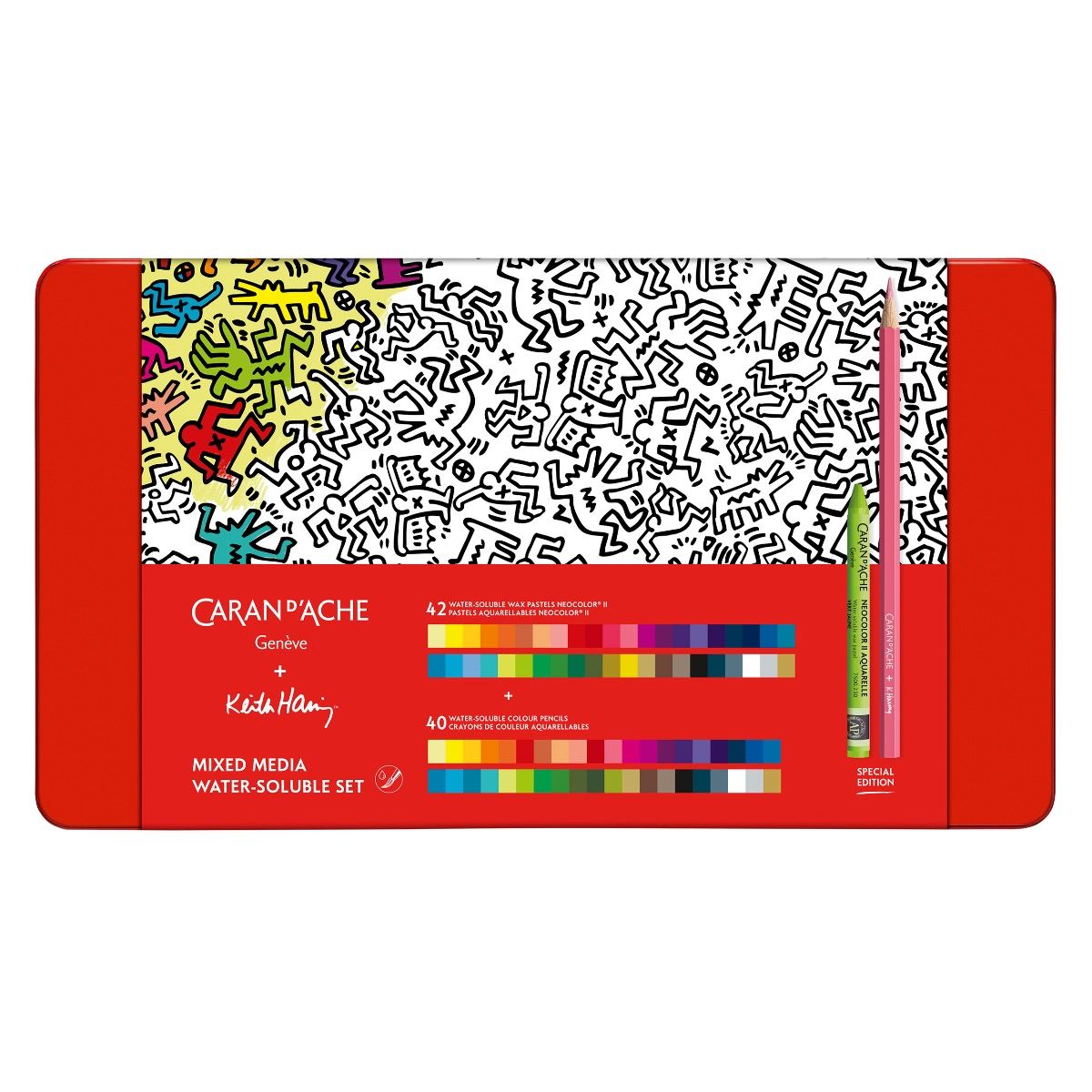 Levně Caran d´Ache Caran d'Ache, CC3000.023, Mixed media Keith Haring, sada výtvarných potřeb pro akvarel, 82 ks