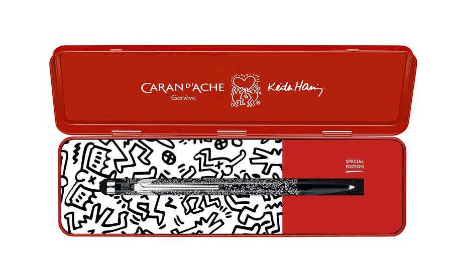 Levně Caran d´Ache Caran d'Ache, NM0849.223, kuličkové pero Keith Haring v kovové kazetě, černá, 1 ks