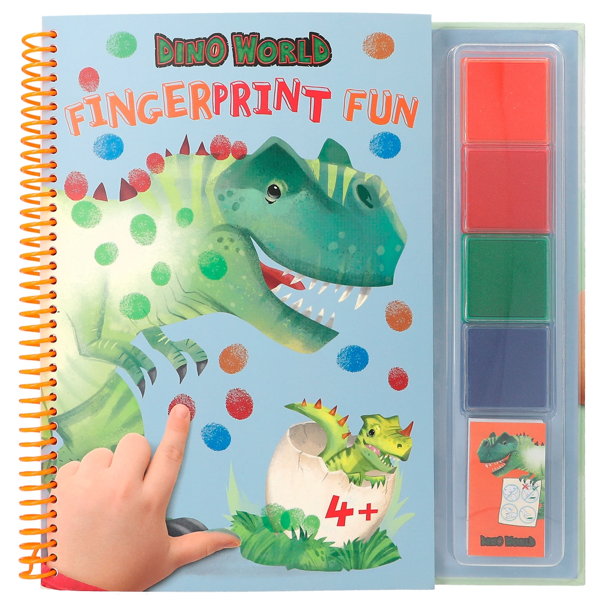 Levně Dino World, 3500969, Fingerprint fun, omalovánky s prstovými barvami, dinosauři