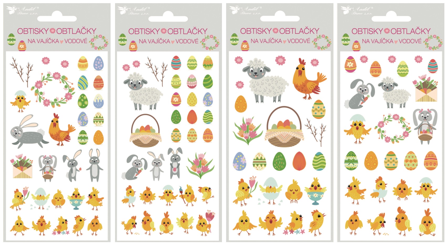 Levně Anděl, 7901, velikonoční obtisky na vajíčka, kuřátka a vajíčka, mix motivů