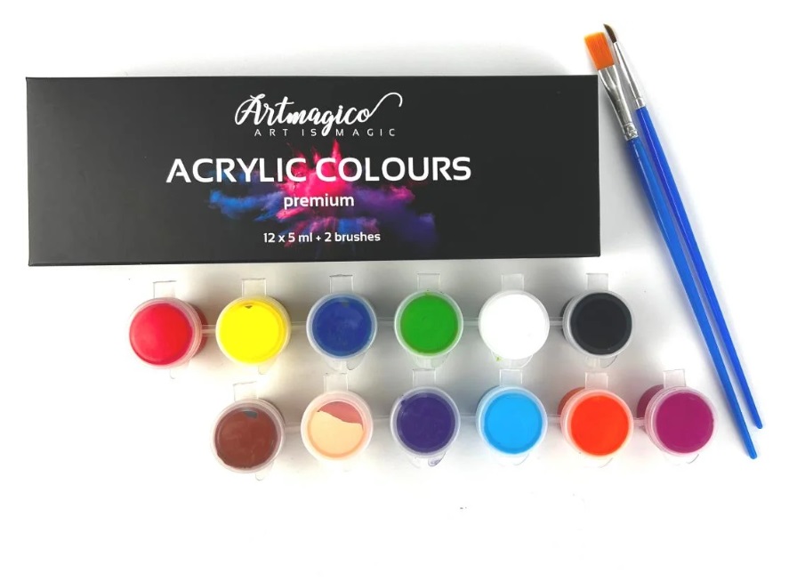 Levně Artmagico, 80104, sada akrylových barev v kelímku, 5 ml, 12 ks