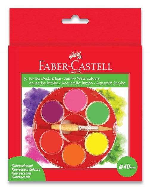 Levně Faber-Castell, 125006, sada akvarelových vodových barev, 6 neonových barev