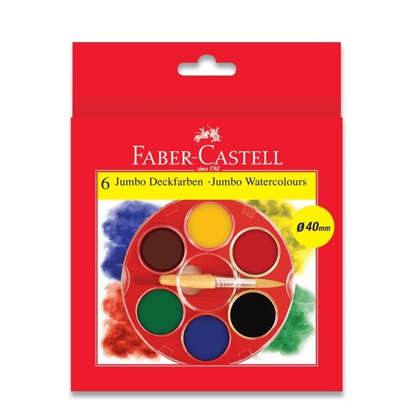 Levně Faber-Castell, 125007, sada akvarelových vodových barev, 6 klasických barev