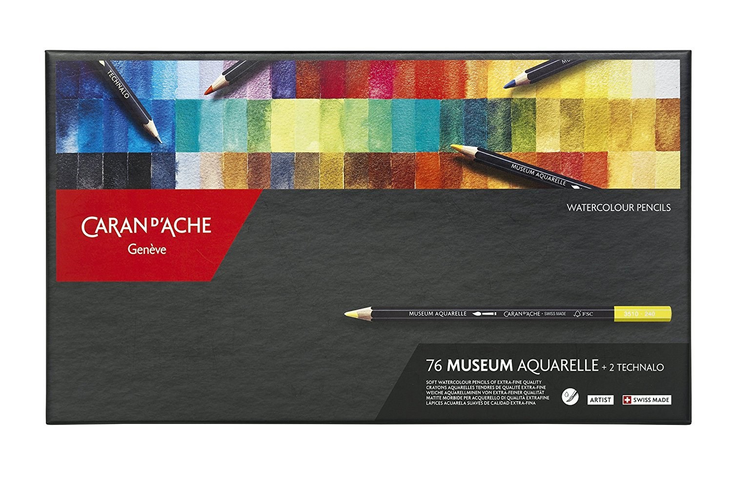 Levně Caran d´Ache Caran d'Ache, 3510.376, Museum Aquarelle Pencils, umělecké akvarelové pastelky, 76 + 2 ks