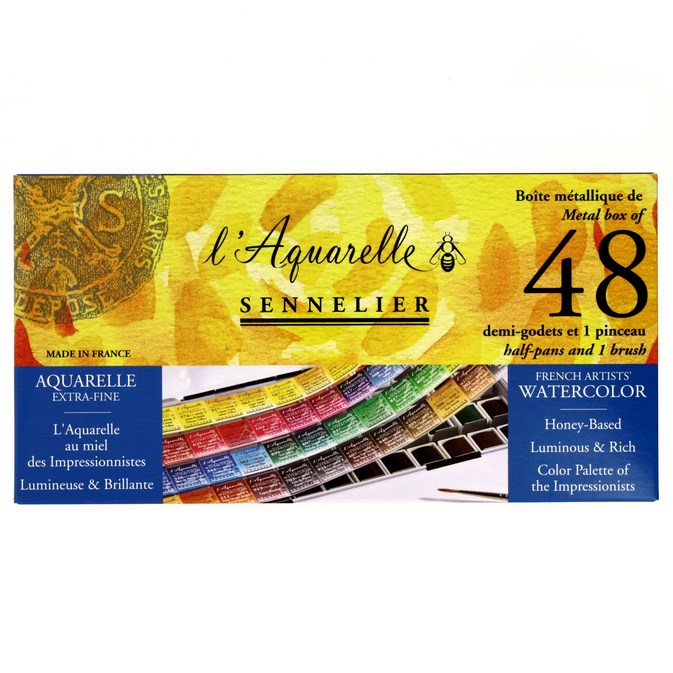 Levně Sennelier, 131607, L´ Aquarelle, mistrovské akvarelové barvy, 48 ks 1/2 pánviček