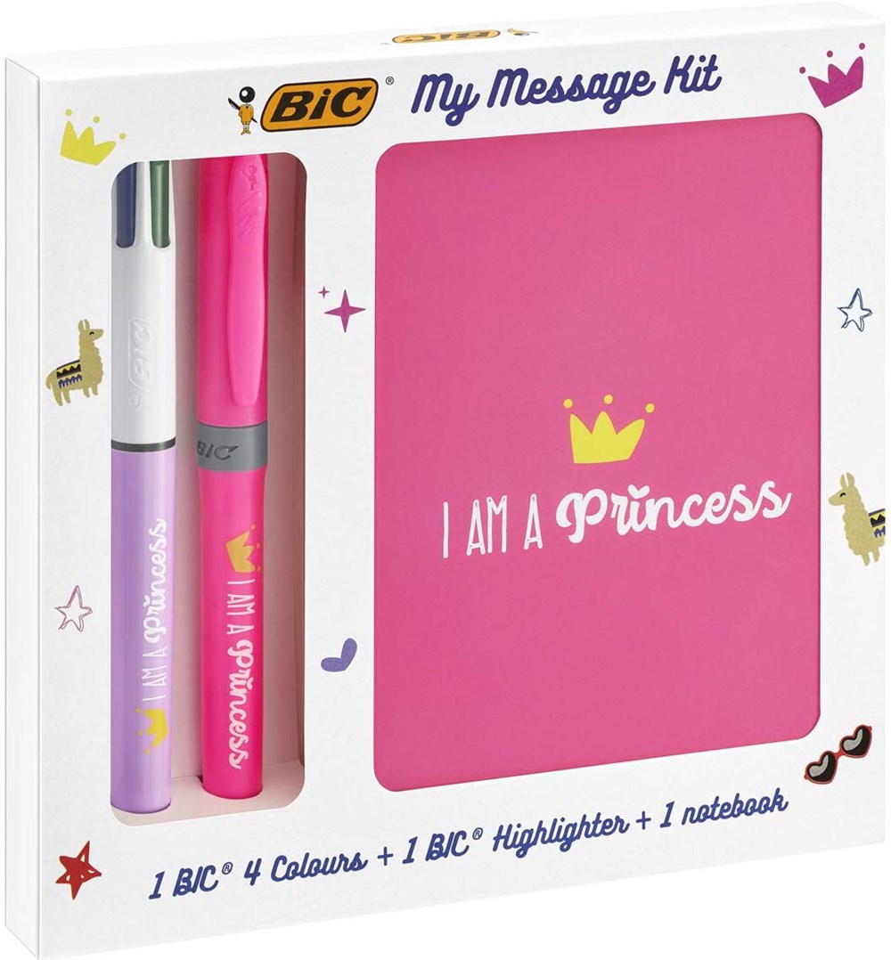 Levně Bic, 972089, My message kit, sada zápisníku a psacích potřeb, I am a Princess