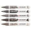 Royal Talens, 11509907, Ecoline brushpen set, sada štětečkových akvarelových popisovačů, grey, 5 ks