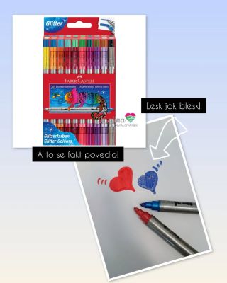 Glitter oboustranné popisovače od Faber-Castell, to je zamilovaní po prvním tahu. Silný, tenký hrot, intenzivní pigmentace...