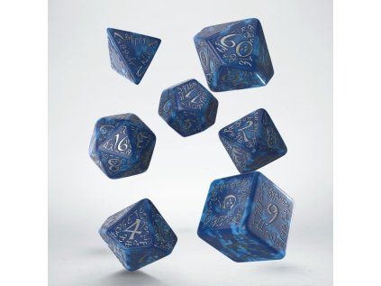 elvish cobalt silver dice set1