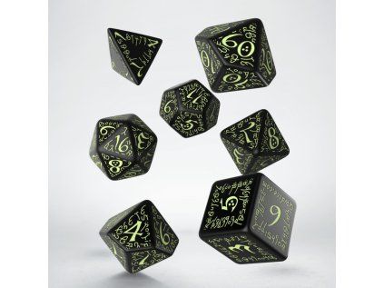 elvish black glow in the dark dice set 71